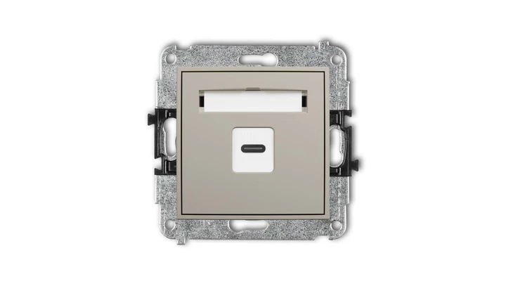 MINI Mechanizm gniazda pojedynczego 1xUSB C-C taupe 60MGUSB-7