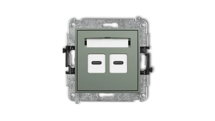 MINI Mechanizm gniazda podwójnego 2xUSB C-C szałwiowy 61MGUSB-8