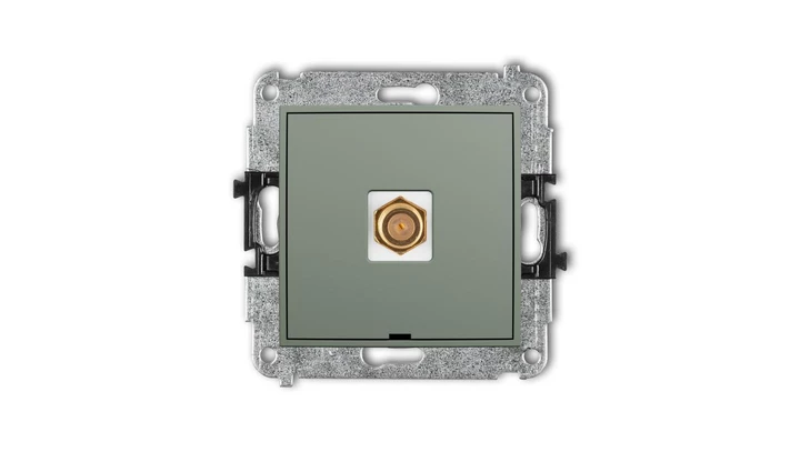 MINI Mechanizm gniazda antenowego pojedynczego typu F (SAT) pozłacany, bez pola opisowego szałwiowy 61MGFBO-1.1