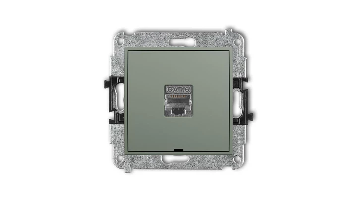 MINI Mechanizm gniazda komputerowego pojedynczego 1xRJ45, kat. 5e, ekranowany, 8-stykowy, bez opisu szałwiowy 61MGKBO-1e