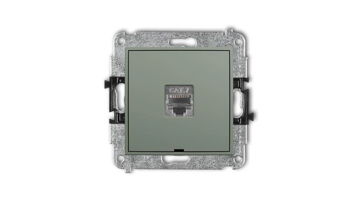MINI Mechanizm gniazda komputerowego pojedynczego 1xRJ45, kat. 7, ekranowany, 8-stykowy, bez pola opisowego szałwiowy 61MGKBO-9