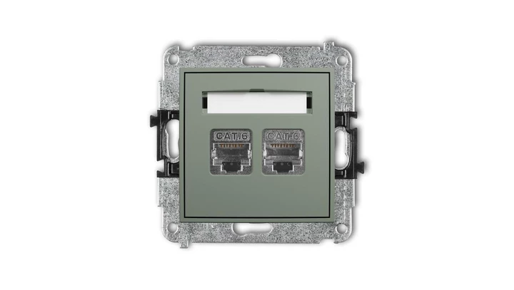 MINI Mechanizm gniazda komputerowego podwójnego 2xRJ45, kat. 6, ekranowany, 8-stykowy szałwiowy 61MGK-6