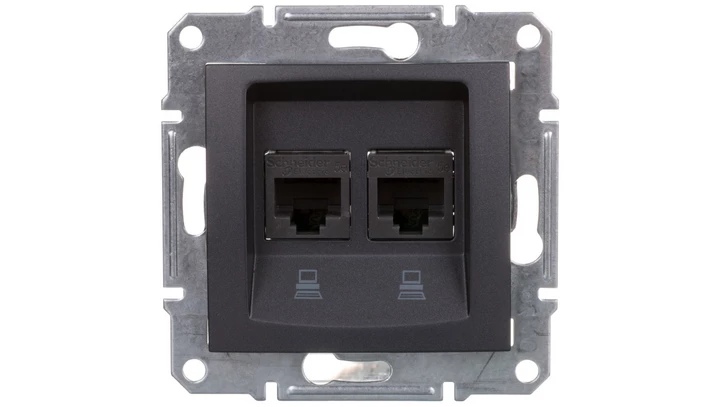 SEDNA Gniazdo komputerowe podwójne RJ45 kat.5e UTP grafitowe SDN4400170