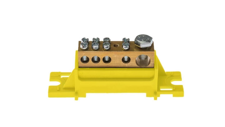 Zacisk ochronny 1x35, 4x16 żółto-zielony bez pokrywy na szynę TH35 E.4125P-BP