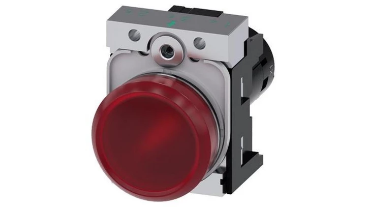 Lampki sygnalizacyjne, kompaktowe, 22 mm, okrągłe, metalowe, czerwone, ​​napięcie robocze 24 V AC/DC, zaciski śrubowe 3SU1251-6A