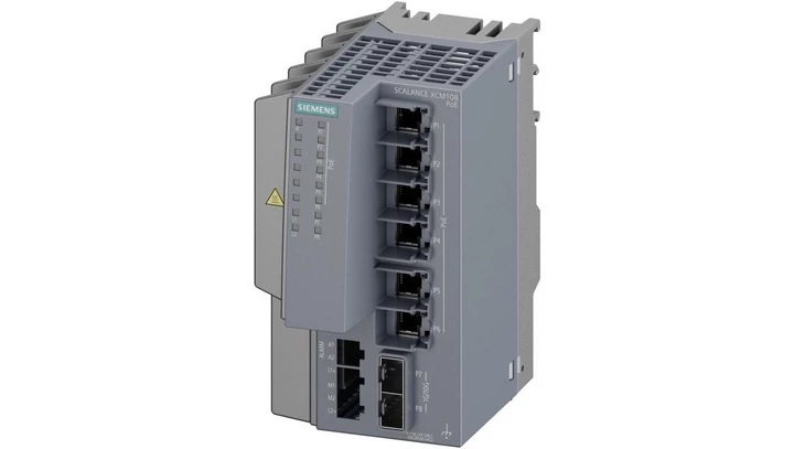 Switch przemysłowy SCALANCE XCM108PoE, 6x 10/100/1000 Mbit/s Power over Ethernet, 2x SFP 1/10 Gbit/s, 6GK5108-2RS00-2AC2