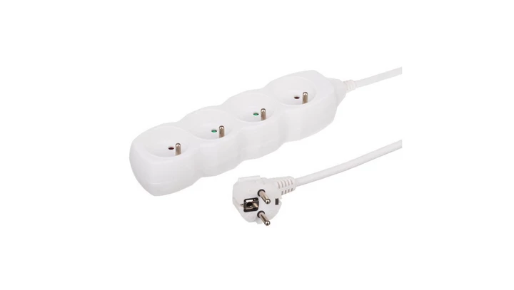 Przedłużacz 4-gniazdowy, 5m biały, 3x1,0mm OWY 34450