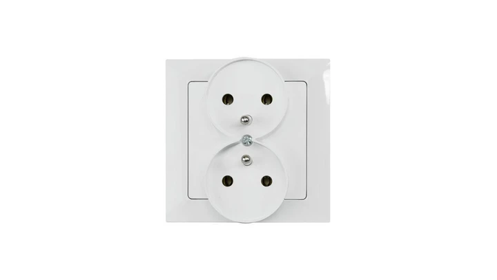 Gniazdo podtynkowe podwójne 2x2p+Z do ramki, Pola białe, 33028