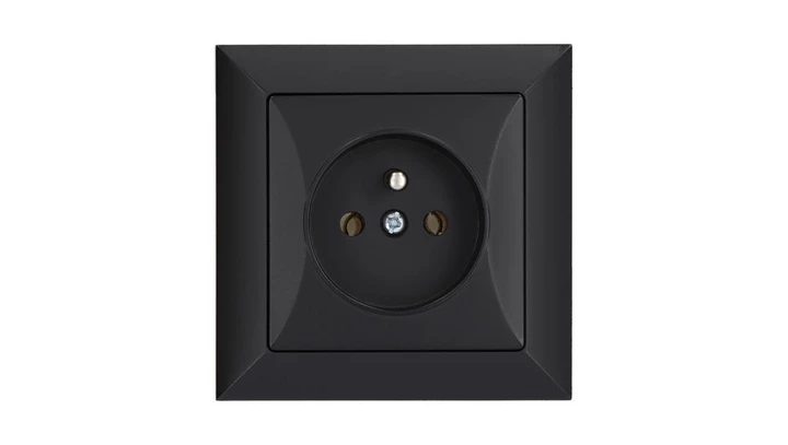Gniazdo podtynkowe pojedyncze z uziemieniem 2P+Z Pola czarne, 33208