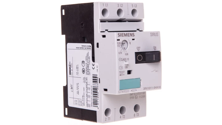 Wyłącznik silnikowy 3P 0,18kW 0,55-0,8A S00 3RV1011-0HA10