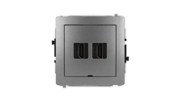 DECO Mechanizm gniazda podwójnego HDMI 2.1, 8K, bez pola opisowego grafitowy 11DHDMIBO-6