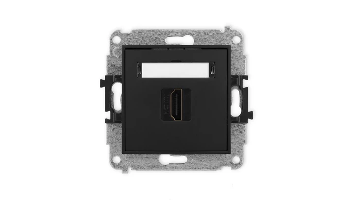 MINI Mechanizm gniazda pojedynczego HDMI 2.1, 8K czarny mat 12MHDMI-5