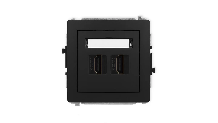 DECO Mechanizm gniazda podwójnego HDMI 2.1, 8K czarny mat 12DHDMI-6
