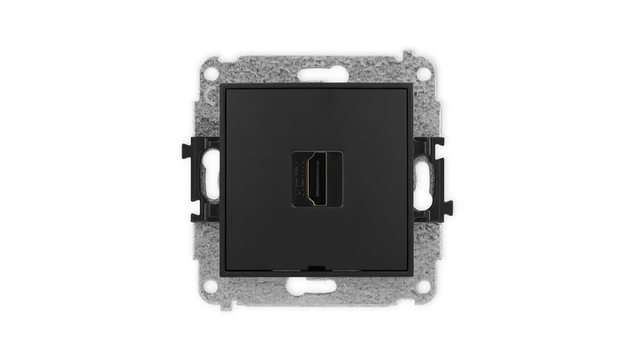 ICON Mechanizm gniazda pojedynczego HDMI 2.1, 8K, bez pola opisowego czarny mat 12IHDMIBO-5
