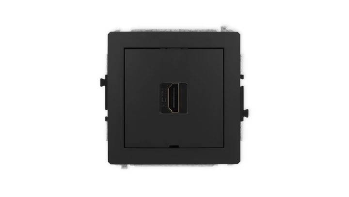 DECO Mechanizm gniazda pojedynczego HDMI 2.1, 8K, bez pola opisowego czarny mat 12DHDMIBO-5