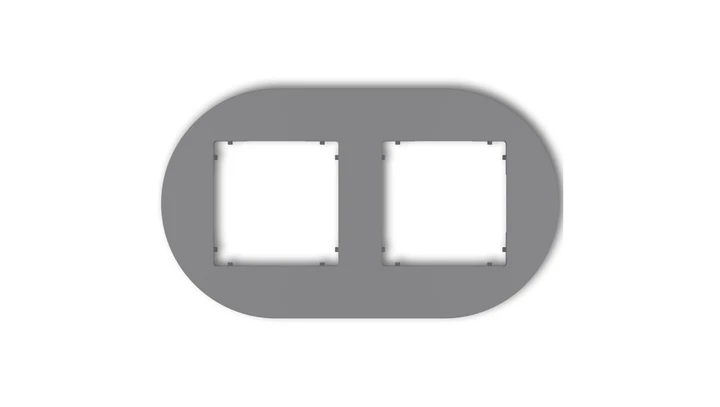 MINI Ramka uniwersalna podwójna okrągła z tworzywa szary mat 27MRTO-2