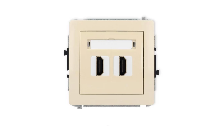 DECO Mechanizm gniazda podwójnego HDMI 2.1, 8K beżowy 1DHDMI-6