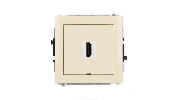 DECO Mechanizm gniazda pojedynczego HDMI 2.1, 8K, bez pola opisowego beżowy 1DHDMIBO-5