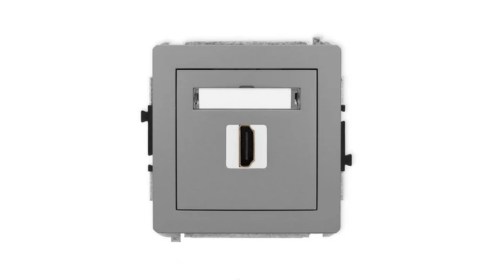 DECO Mechanizm gniazda pojedynczego HDMI 2.1, 8K szary mat 27DHDMI-5
