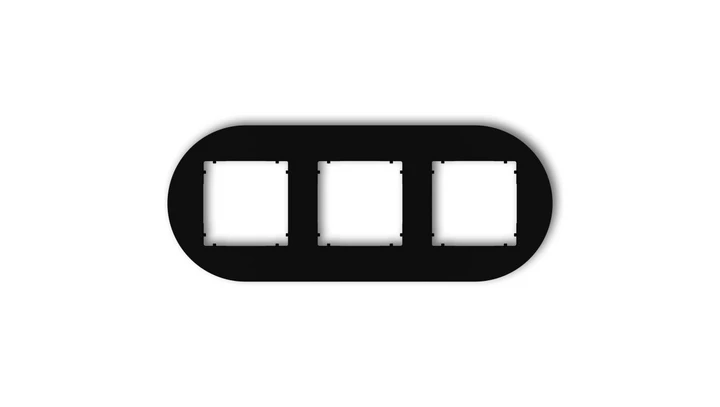 MINI Ramka uniwersalna potrójna okrągła z tworzywa czarny mat 12MRTO-3