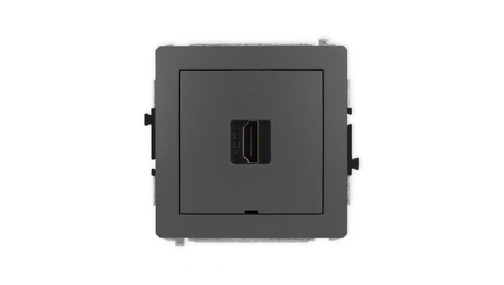 DECO Mechanizm gniazda pojedynczego HDMI 2.1, 8K, bez pola opisowego grafitowy mat 28DHDMIBO-5