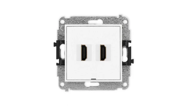 ICON Mechanizm gniazda podwójnego HDMI 2.1, 8K, bez pola opisowego biały IHDMIBO-6