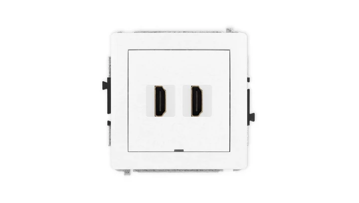 DECO Mechanizm gniazda podwójnego HDMI 2.1, 8K, bez pola opisowego biały DHDMIBO-6
