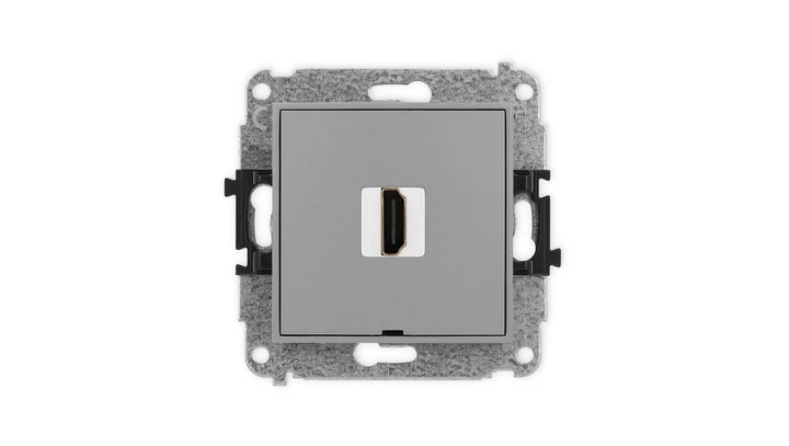 ICON Mechanizm gniazda pojedynczego HDMI 2.1, 8K, bez pola opisowego szary mat 27IHDMIBO-5