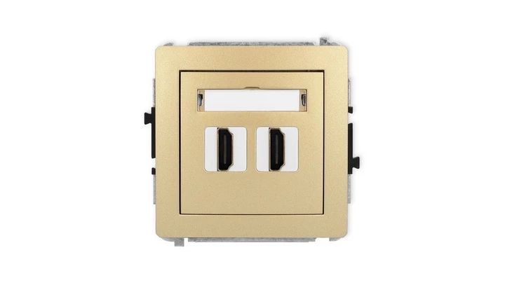 DECO Mechanizm gniazda podwójnego HDMI 2.1, 8K złoty 29DHDMI-6
