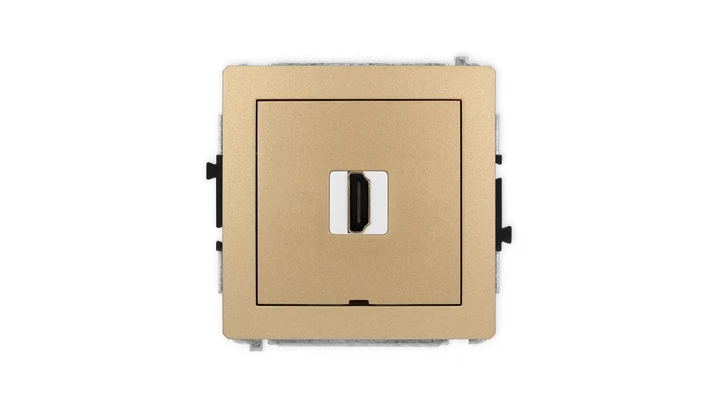 DECO Mechanizm gniazda pojedynczego HDMI 2.1, 8K, bez pola opisowego złoty metalik 8DHDMIBO-5
