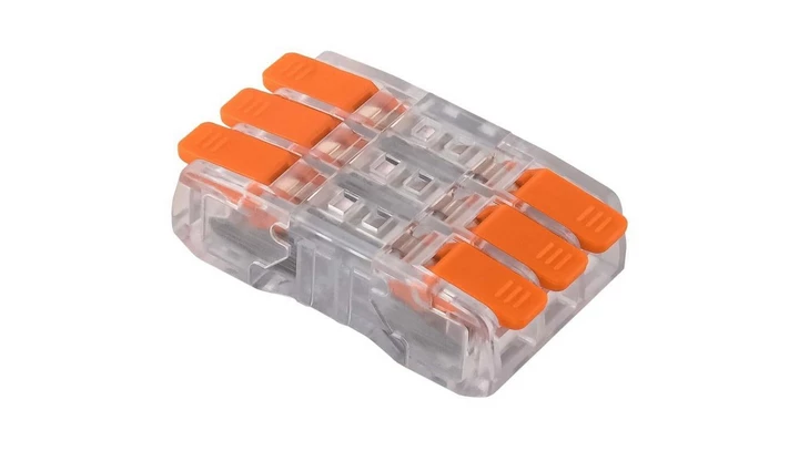 Szybkozłączka dwustronna, potrójna, 6x 0,2-2,5mm2, 6 styki, przezroczysta, E.4194/3 /50szt./