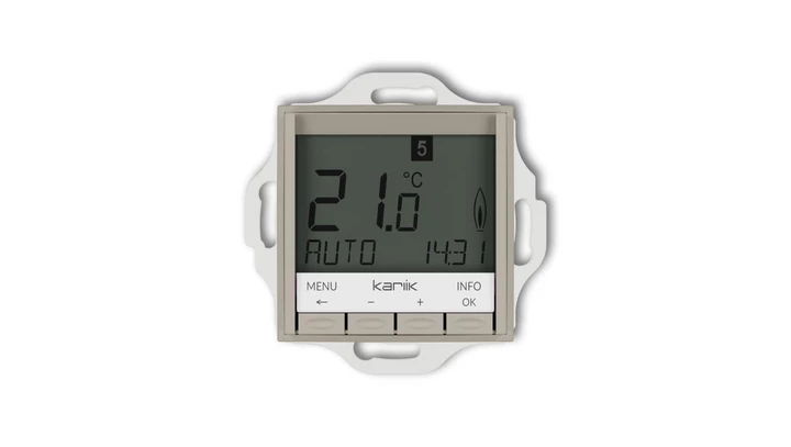 ICON Mechanizm uniwersalnego elektronicznego tygodniowego regulatora temperatury (podświetlenie niebieskie) taupe 60IRT-3.2