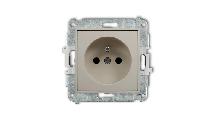 ICON Mechanizm gniazda pojedynczego z uziemieniem 2P+Z (przesłony torów prądowych) taupe 60IGP-1zp