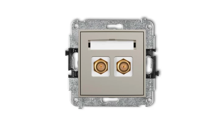 ICON Mechanizm gniazda antenowego podwójnego typu F (SAT) pozłacany taupe 60IGF-2.1