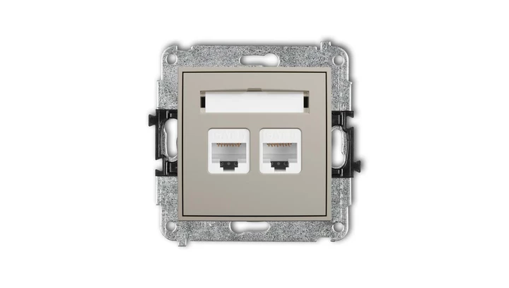 ICON Mechanizm gniazda komputerowego podwójnego 2xRJ45, kat. 6, 8-stykowy taupe 60IGK-4