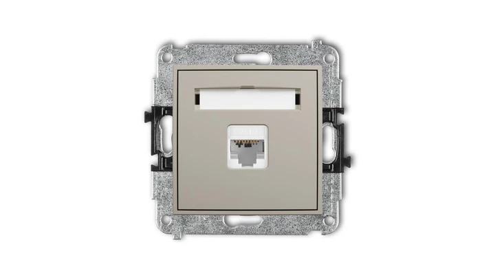 ICON Mechanizm gniazda komputerowego pojedynczego 1xRJ45, kat. 6, 8-stykowy taupe 60IGK-3