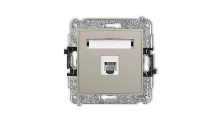 ICON Mechanizm gniazda telefonicznego pojedynczego 1xRJ11, 4-stykowy, beznarzędziowe taupe 60IGT-1