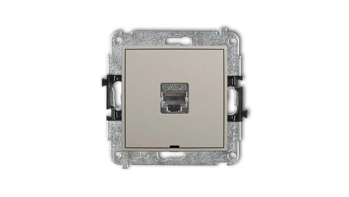 ICON Mechanizm gniazda komputerowego pojedynczego 1xRJ45, kat. 6, ekranowany, 8-stykowy, bez pola opisowego taupe 60IGKBO-5