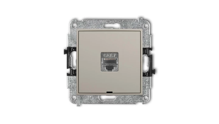 ICON Mechanizm gniazda komputerowego pojedynczego 1xRJ45, kat. 7, ekranowany, 8-stykowy, bez pola opisowego taupe 60IGKBO-9
