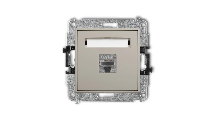 ICON Mechanizm gniazda komputerowego pojedynczego 1xRJ45, kat. 8, ekranowany, 8-stykowy taupe 60IGK-11