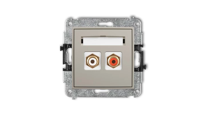 ICON Mechanizm gniazda podwójnego RCA (typu cinch - biały i czerwony, pozłacany) taupe 60IGRCA-2