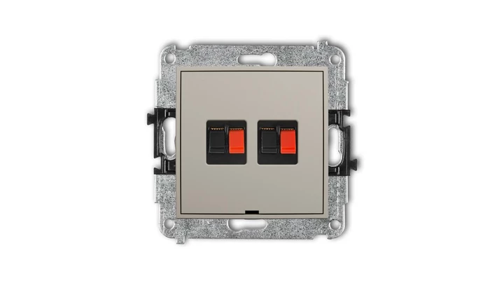 ICON Mechanizm gniazda głośnikowego podwójnego, bez pola opisowego taupe 60IGGBO-2