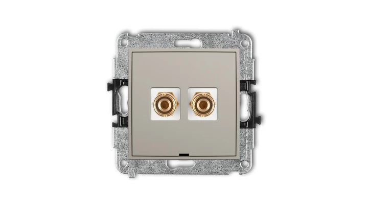 ICON Mechanizm gniazda głośnikowego poj., bez opisu (banan - czerwony i czarny, pozłacany, 4 mm2, do lutowania) taupe 60IGGBO-3