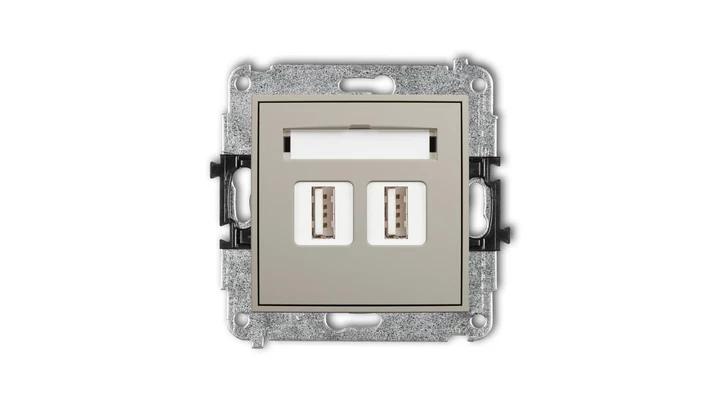 ICON Mechanizm gniazda podwójnego 2xUSB A-A 2.0 taupe 60IGUSB-2