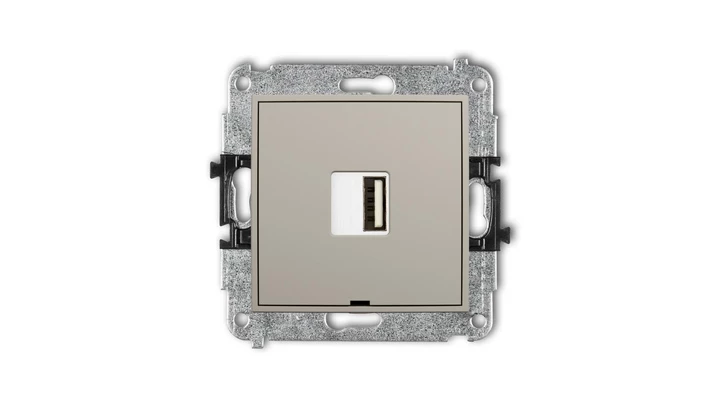 ICON Mechanizm ładowarki USB pojedynczej USB A, 10W max., 5V, 2A, bez pola opisowego taupe 60ICUSBBO-3