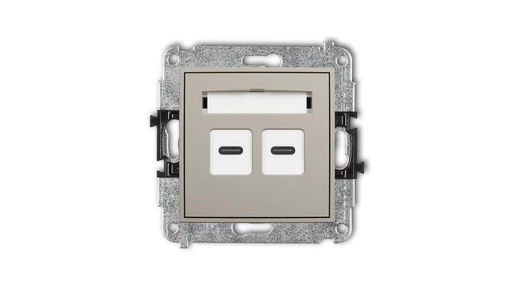 ICON Mechanizm gniazda podwójnego 2xUSB C-C taupe 60IGUSB-8