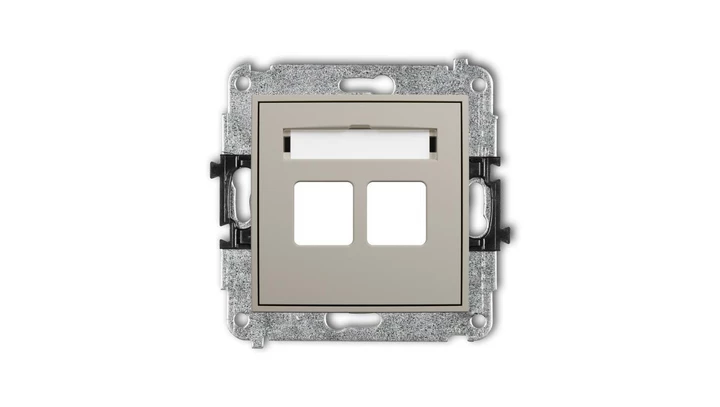 ICON Mechanizm gniazda multimedialnego podwójnego bez modułu (standard Keystone) taupe 60IGM-2P