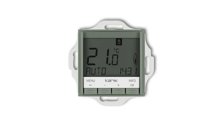 ICON Mechanizm uniwersalnego elektronicznego tygodniowego regulatora temperatury (podświetlenie białe) szałwiowy 61IRT-3.1