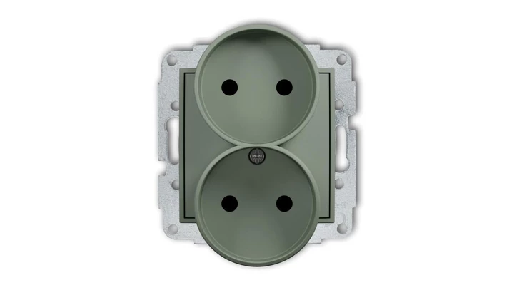 ICON Mechanizm gniazda podwójnego do ramki bez uziemienia 2x2P (przesłony torów prądowych) szałwiowy 61IGPR-2p