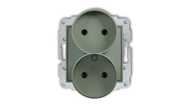 ICON Mechanizm gniazda podwójnego do ramki bez uziemienia 2x2P (bez przesłon torów prądowych) szałwiowy 61IGPR-2